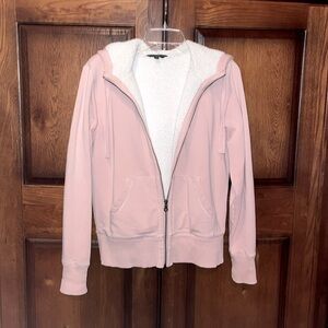 Eddie Bauer women’s fleece lined pale pink zip hoodie jacket M